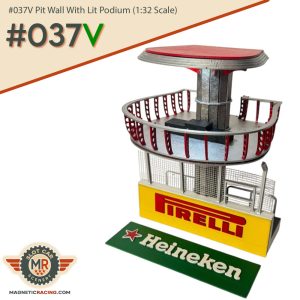 Pit wall with podium for slot cars