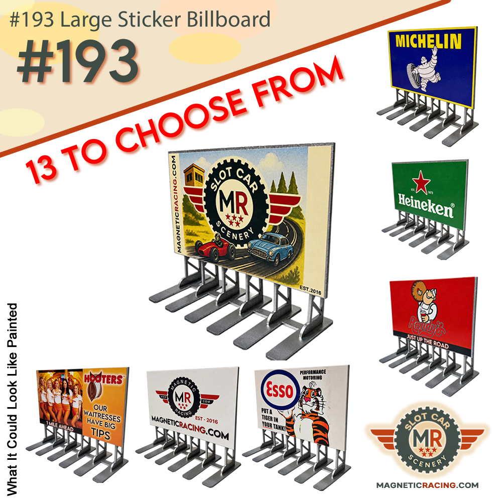 Large sticker billboard for slot car tracks